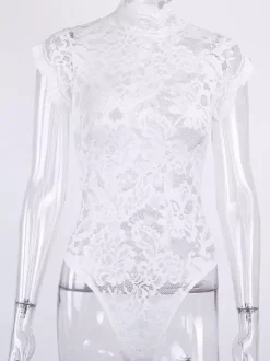 Nuisettes Femme Lingerie Sexy Creusante à Col Montant Coupe Cintrée Unicolore