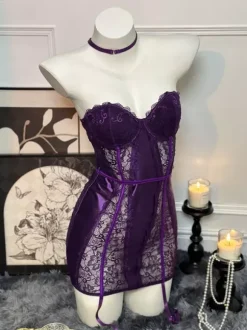 Nuisettes Lingerie Babydoll Pour Femme Noir Polyester Sexy