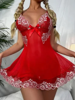 Nuisettes Lingerie Femme avec Bretelles à Col Décolleté en V Imprimés