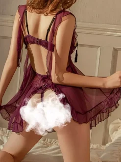 Nuisettes sans bonnets pour femme ensemble de nuit sexy en polyester et dentelle sauge 2 pièces avec armatures
