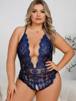 Nuisettes sans entrejambe grandes tailles lingerie en dentelle noire nuisettes sexy pour femmes