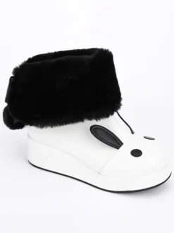 Oreille de lapin bottes Lolita blanc rayé Kawaii Lolita bottes d鈥檋iver en deux tons Déguisements Halloween