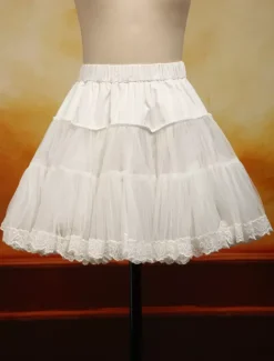Organza blanc Lolita jupon broderie Trim Déguisements Halloween