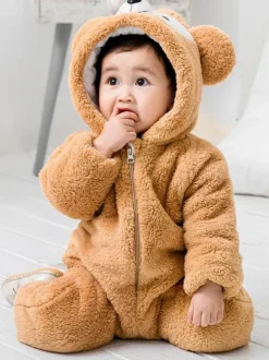 Ours Pyjamas Kigurumi Bébés 2026 Rose Flanelle Combinaison d'Hiver Enfants Cadeaux Noël Déguisements Halloween Carnaval