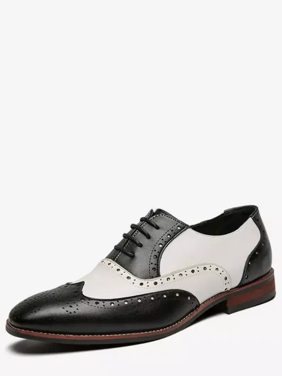 Oxfords chaussures pour hommes moderne bout rond sangle réglable en cuir PU bouts d'ailes Chaussures de Mariage Soirée