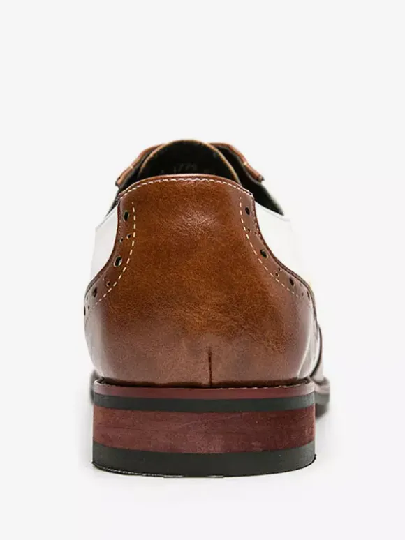 Oxfords chaussures pour hommes moderne bout rond sangle réglable en cuir PU bouts d'ailes Chaussures de Mariage Soirée