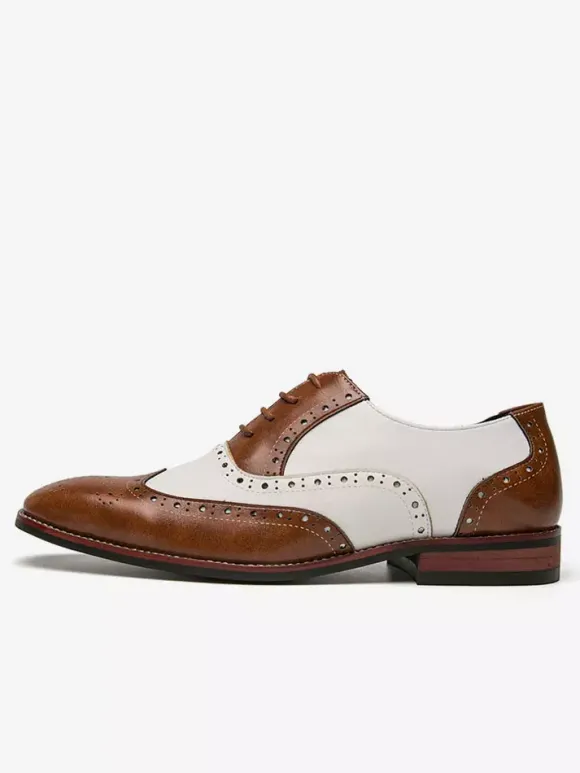 Oxfords chaussures pour hommes moderne bout rond sangle réglable en cuir PU bouts d'ailes Chaussures de Mariage Soirée