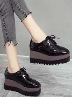 Oxfords élégants bout rond Synthétique cuir avant en dentelle Synthétique caoutchouc bout rond Oxfords chaussures