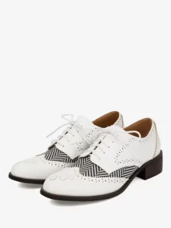 Oxfords en cuir PU à bout rond et talon chiot pour femmes chaussures vintage à lacet