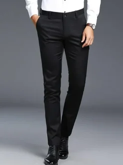 Pantalon décontracté pour homme coupe slim coupe droite tenue de soirée pantalon épais en velours
