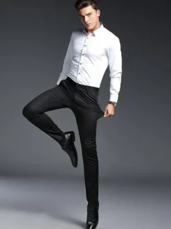 Pantalon décontracté pour homme coupe slim coupe droite tenue de soirée pantalon épais en velours