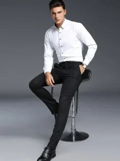 Pantalon décontracté pour homme coupe slim coupe droite tenue de soirée pantalon épais en velours