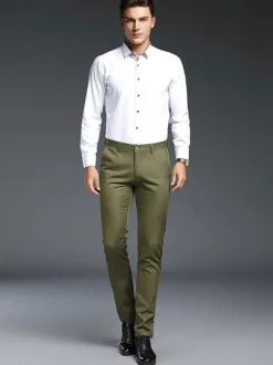 Pantalon décontracté pour homme coupe slim coupe droite tenue de soirée pantalon épais en velours