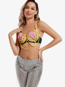 Pantalon de danse du ventre argenté pour adultes ensemble d'halloween en Polyester vêtements de danse Sexy pour femmes