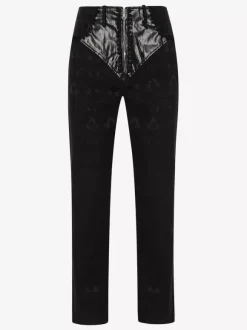 Pantalon en fibre de polyester vintage noir vintage costumes rétro pour homme