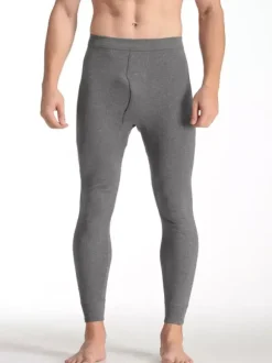 Pantalon homme coupe slim coton léger couleur unie caleçon long en une seule pièce