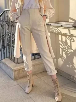 Pantalon kaki taille haute