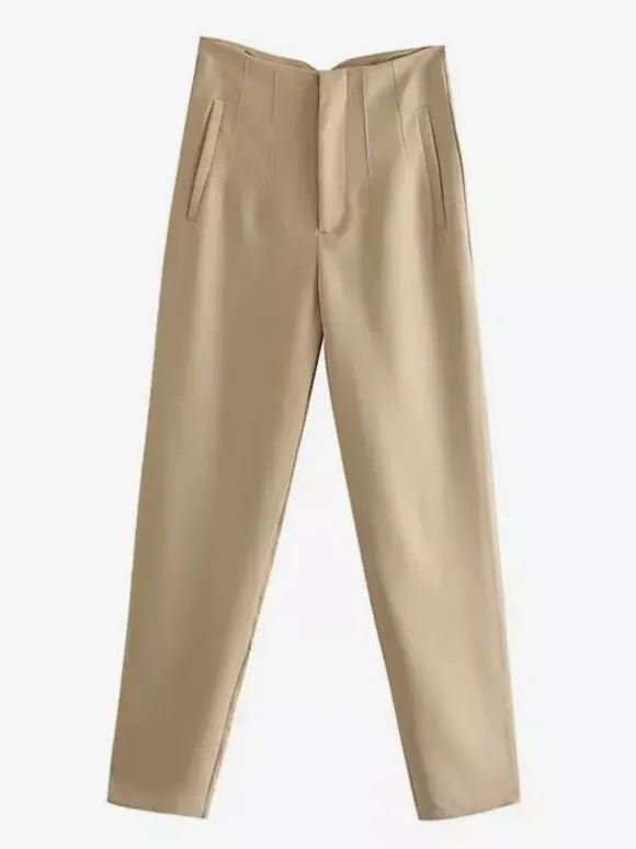 Pantalon kaki taille haute