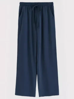 Pantalon large pour femme - Pantalon fluide décontracté à taille élastique et cordon de serrage - Vacances d'été à la plage 2026