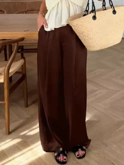Pantalon marron taille haute