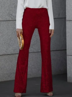 Pantalon Pantalon taille haute à sequins champagne