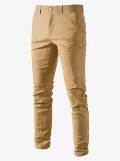 Pantalon pour homme décontracté taille naturelle pantalon droit pour homme avec poches