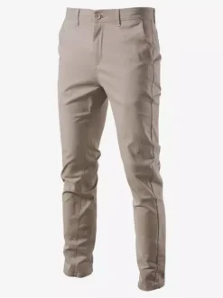 Pantalon pour homme décontracté taille naturelle pantalon droit pour homme avec poches