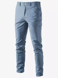 Pantalon pour homme décontracté taille naturelle pantalon droit pour homme avec poches
