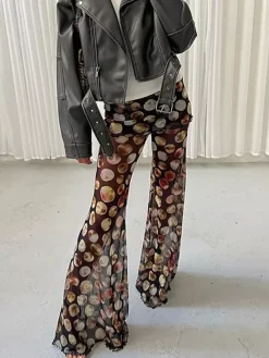 Pantalon évasé transparent imprimé pour femme 2026