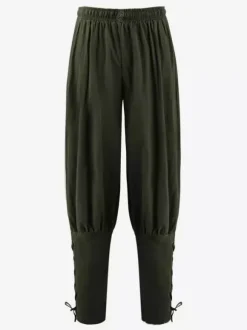 Pantalon Vintage à lacets pour hommes Style aristocrate jambes larges Costumes rétro en coton pour Halloween