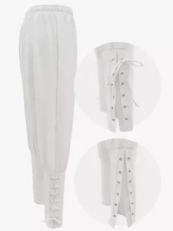 Pantalon Vintage à lacets pour hommes Style aristocrate jambes larges Costumes rétro en coton pour Halloween