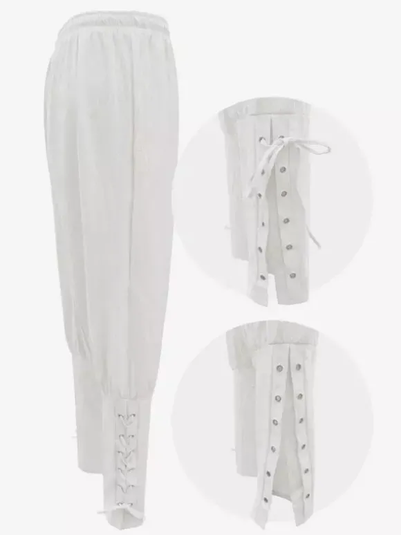 Pantalon Vintage à lacets pour hommes Style aristocrate jambes larges Costumes rétro en coton pour Halloween
