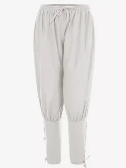 Pantalon Vintage à lacets pour hommes Style aristocrate jambes larges Costumes rétro en coton pour Halloween