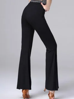 Pantalon de costume de danse latine Femmes noires Split Dancing Bottoms Déguisements Halloween