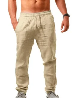 Pantalon Homme Chic Taille Naturelle Droite Kaki Pantalon Homme