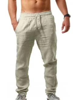 Pantalon Homme Chic Taille Naturelle Droite Kaki Pantalon Homme