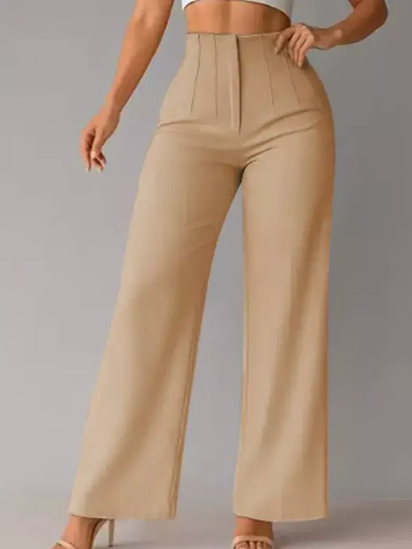 Pantalon kaki taille haute