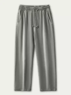 Pantalon large en coton délavé pour homme pantalon décontracté à jambe droite avec cordon de serrage