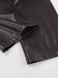 Pantalon large en similicuir à taille élastique et cordon de serrage