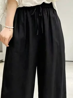 Pantalon noir en polyester
