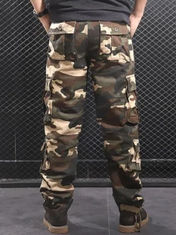 Pantalon Pour Homme Camouflage Taille Naturelle Pantalon Cargo Droit Pantalon Gris