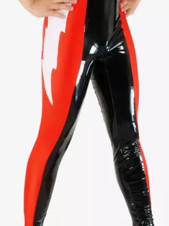 Pantalons de zentai Wrestling rouge bicolore Déguisements Halloween