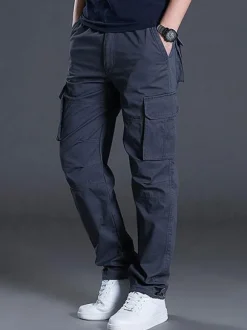 Pantalons pour hommes Pantalon cargo droit taille naturelle décontractée Jaune Vert Pantalons pour hommes