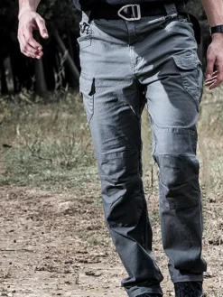 Pantalons pour hommes Pantalons longs kaki décontractés à taille naturelle irrégulière