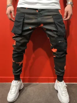 Pantalons pour hommes Pantalons de camouflage décontractés pour hommes jaunes