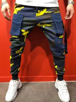 Pantalons pour hommes Pantalons de camouflage décontractés pour hommes jaunes