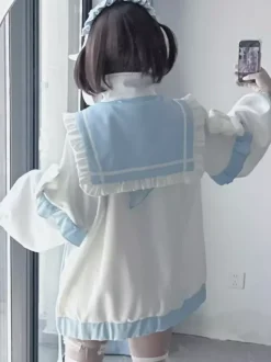 Parka légère à volants avec col marin et fermeture éclair Lolita