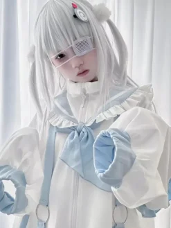 Parka légère à volants avec col marin et fermeture éclair Lolita