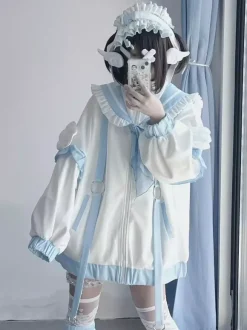 Parka légère à volants avec col marin et fermeture éclair Lolita