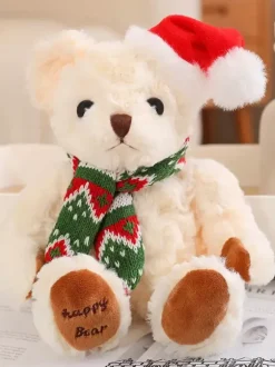Peluche D'ours Poupée Petit Noël Cadeau Enfant Chapeau Écharpe